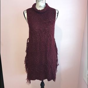 Audrey co sleeveless sweater dress with fringe